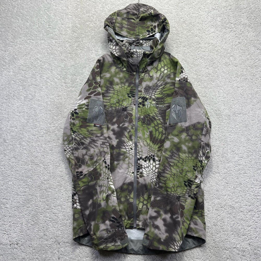 Kryptek Altitude Takur Jacket Mens M Green Camo Waterproof Shell Outdoor Hunting